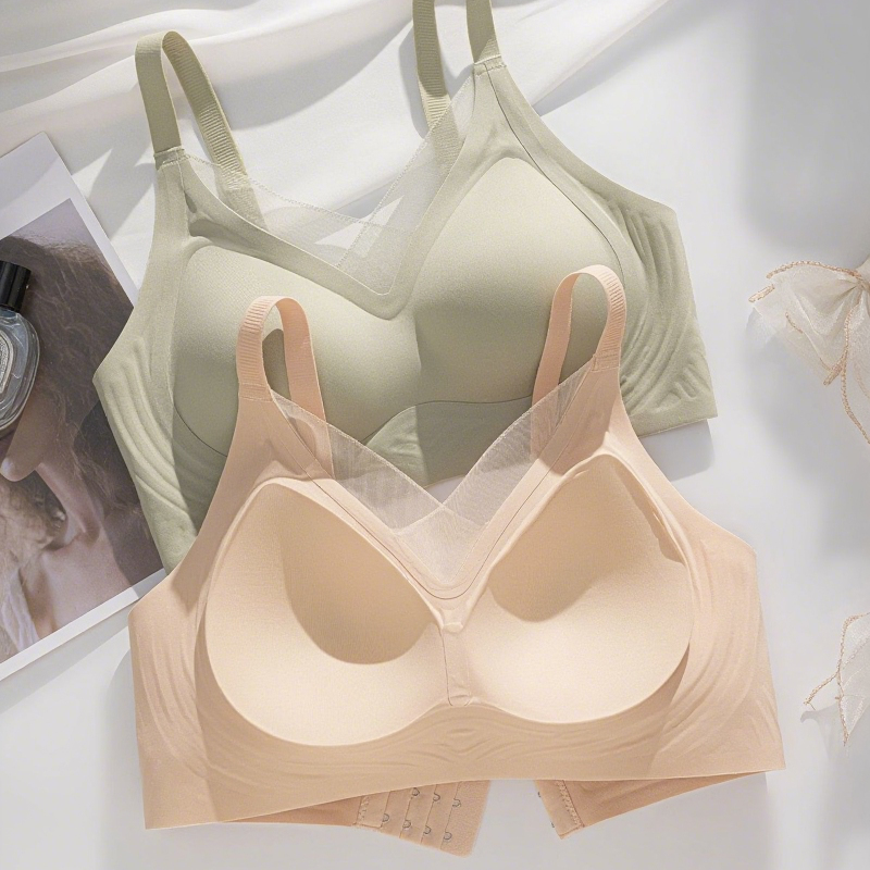 Dollylace Thin Seamless Push-up Deep V Comfortable Anti-exposure Non-wired Adjustable Bra
