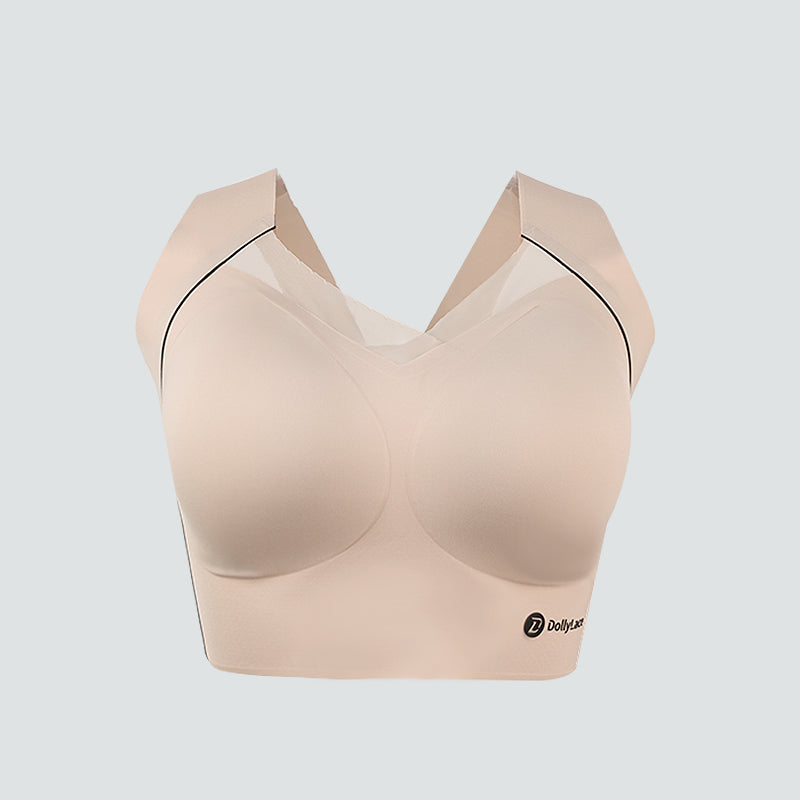 Dollylace Push-Up Full Cup Bra Without Wire, Elastic Shoulder Straps-Beige