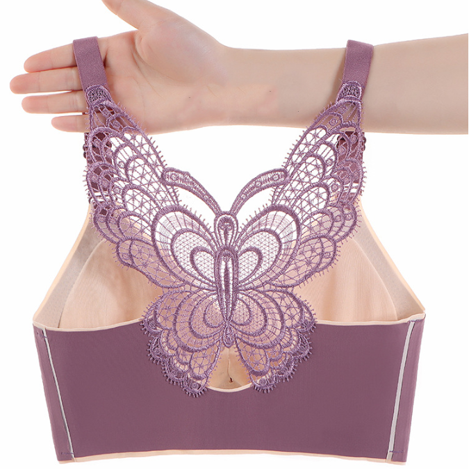Dollylace Butterfly Beautiful Back Push-up Bra with Removable Pads Seamless Sports Bra