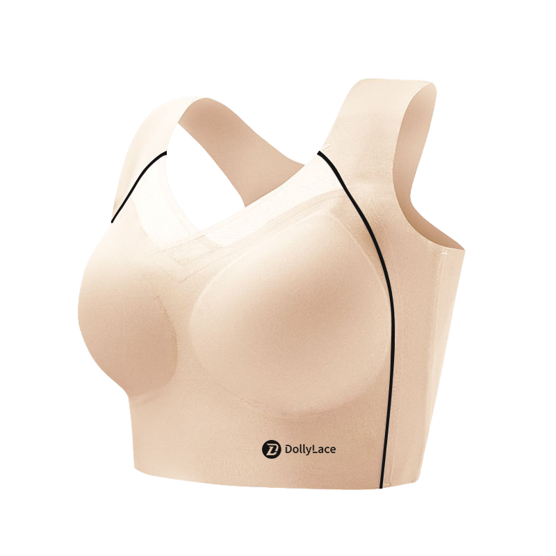 Dollylace Push-Up Full Cup Bra Without Wire, Elastic Shoulder Straps-Beige