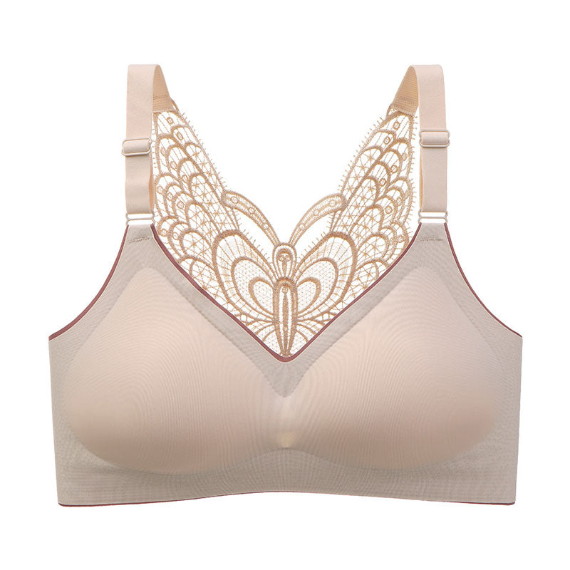 Dollylace Butterfly Beautiful Back Push-up Bra with Removable Pads Seamless Sports Bra