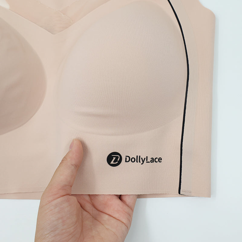 Dollylace Push-Up Full Cup Bra Without Wire, Elastic Shoulder Straps-Beige