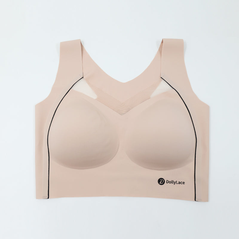 Dollylace Push-Up Full Cup Bra Without Wire, Elastic Shoulder Straps-Beige