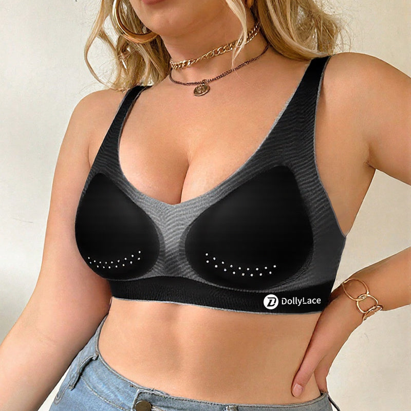 Dollylace Ice Silk Summer Ultra-thin Fixed Cup Breathable Push-up No Steel Ring Seamless Bra