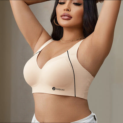 Dollylace Push-Up Full Cup Bra Without Wire, Elastic Shoulder Straps-Beige