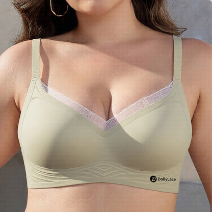 Dollylace Thin Seamless Push-up Deep V Comfortable Anti-exposure Non-wired Adjustable Bra