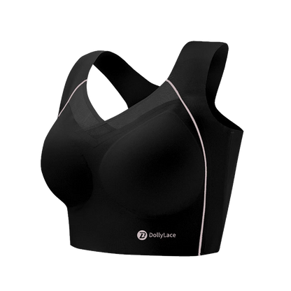 Dollylace Push-Up Full Cup Bra Without Wire, Elastic Shoulder Straps-Black